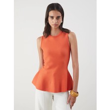 Lcw Vision Turuncu Bisiklet Yaka Peplum Triko Bluz