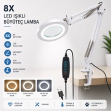 8x Akrobat Hareketli Salıncak Kolu Katlanabilir Büyüteç USB 3 Renkler Bakım Güzellik LED Masa Lamba