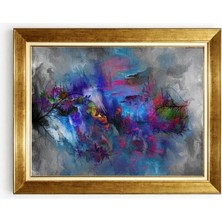 Tablore Gold Çerçeveli Soyut Sanat Renkli Kanvas Salon Tablosu