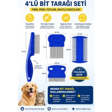 Floria 4’lü Bit Tarağı Seti Kedi Köpek Tüy Tarağı Paslanmaz Çelik Ince Dişli Pire ve Bit Temizleme Tarağı