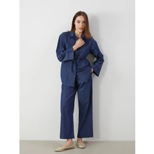 LC Waikiki Lcw Comfort Indigo Beli Lastikli Wideleg Kadın Jean Pantolon