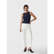 Lcw Eco Beyaz Yüksek Bel Dar Fit Kadın Gabardin Pantolon