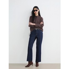 LC Waikiki Lcw Jeans Indigo Beli Kemerli Straight Fit Kadın Jean Pantolon