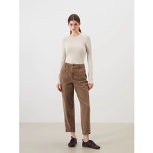 Lcw Modest Bej Baggy Fit Kadın Jean Pantolon