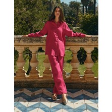 Lcw Modest Fuşya Beli Lastikli %100 Keten Kadın Pantolon