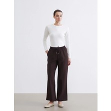 Lcw Modest Kahverengi Beli Lastikli Geniş Paça Kadın Pantolon