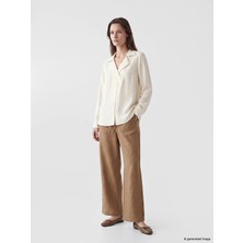 Lcw Modest Bej Beli Lastikli Kadın %100 Keten Pantolon