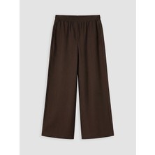 Lcw Modest Kahverengi Beli Lastikli Geniş Paça Kadın Pantolon