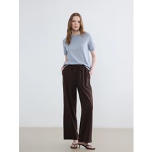 Lcw Modest Kahverengi Beli Lastikli Geniş Paça Kadın Pantolon