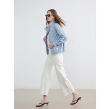 Lcw Modest Ekru Yüksek Bel Wideleg Kadın Jean Pantolon