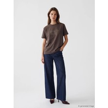 Lcw Modest Indigo Yüksek Bel Wideleg Kadın Jean Pantolon