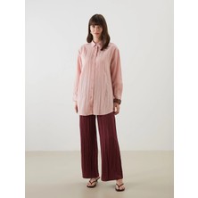 Lcw Modest Bordo Beli Lastikli Dokulu Kadın Pantolon