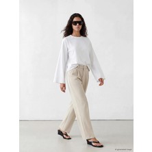 Lcw Modest Bej Pileli Kadın Kumaş Pantolon