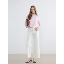 Lcw Modest Ekru Wideleg Fit Kadın Jean Pantolon