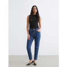 Lcw Modest Indigo Mom Fit Kadın Jean Pantolon