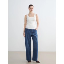 Lcw Eco Indigo Yüksek Bel Baggy Fit Kadın Jean Pantolon
