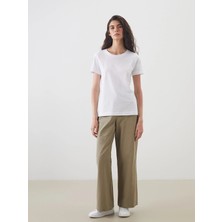 Lcw Modest Haki Beli Lastikli Poplin Kadın Pantolon