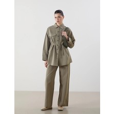 Lcw Modest Haki Standart Fit Poplin Kadın Pantolon