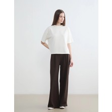 Lcw Modest Kahverengi Standart Fit Kadın Pileli Kumaş Pantolon