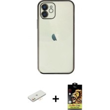 Pileli Store Pilelistore™ iPhone 11 Kılıf Vadi Minimal - Siyah Buffer Cam Ekran Koruyucu + Renkli Kamera Lens Koruma Cam - Sı