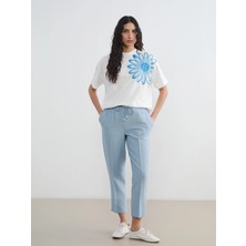 Lcw Modest Mavi Beli Lastikli Havuç Kesim Kadın Pantolon