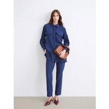 Lcw Modest Lacivert Beli Lastikli Havuç Kesim Dokulu Kadın Pantolon