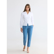 LC Waikiki Lcwaıkıkı Classic Mavi Carrot Fit Keten Karışımlı Kadın Jean Pantolon
