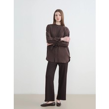 Lcw Modest Kahverengi Beli Lastikli Dokulu Kadın Pantolon