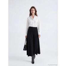Lcw Modest Siyah Beli Lastikli Kloş Etek