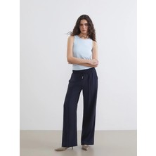 Lcw Vision Lacivert Beli Lastikli Geniş Paça Kadın Pantolon