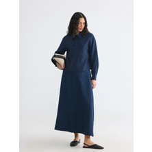 Lcw Modest Lacivert Beli Lastikli Modal Karışımlı Kloş Etek