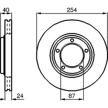 Bosch Almparca Ön Fren Diski Ha Kanalli Hyundai Starex D4BH Tc Tci Eski Model 96-01 / H100 2.6l Kamyonet D4BB 9 6- 254 Çap x 5 Bijon - Adet Disk Idır