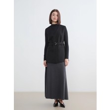 Lcw Modest Bej Beli Lastikli Kloş Etek