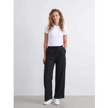 Lcw Modest Siyah Beli Lastikli Dokulu Kadın Pantolon