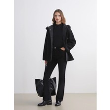 Lcw Modest Siyah Dar Fit Ispanyol Paça Kadife Kadın Pantolon