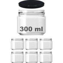 Ziylan Ambalaj 300 ml Metal Siyah Konserve Kapaklı 300 cc Şeffaf Magnolya Cam Kavanoz 6 Adet