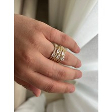 Busradan Design Özel Seri 14K Kaplama Baget Zirkon Taşlı Vip Yüzük