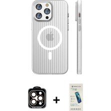 Pileli Store Pilelistore™ iPhone 15 Pro Max Kılıf Pusula Minimal Koleksiyonu - Şeffaf Pasifik Cam Ekran Koruyucu + Pvd Metal Kamera Lens - Tu