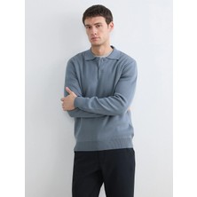 Lcw Vision Mavi Polo Yaka Erkek Triko Kazak