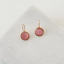 Vesce Atelier Kalsedon Yuvarlak Doğal Taş Küpe Pembe