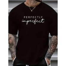 Erkek Perfectly Baskılı Tişört Bisiklet Yaka Yazlık Kısa Kol T-Shirt - Siyah