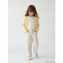 LC Waikiki Lcw Kids Ekru Çiçek Desenli Kız Çocuk Gabardin Pantolon
