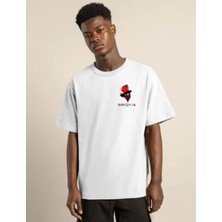 Medi Giyim Erkek Baskılı T-Shirt Kısa Kol Bisiklet Yaka Regular Fit Rahat Kalıp Günlük Tişört - Beyaz