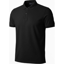 Erkek Polo Yaka Düğmeli Pike Kumaş Tişört Regular Fit Kısa Kol T-Shirt - Siyah
