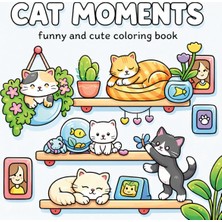 Farcy Cat Moments 40 Sayfalık Boyama Kitabı ( 21 x 21 cm ) Çocuklar ve Yetişkinler Için Uygun