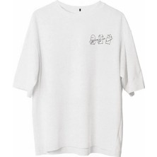 Erkek Baskılı T-Shirt Kısa Kol Bisiklet Yaka Regular Fit Rahat Kalıp Günlük Tişört - Beyaz
