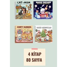 Farcy 4 Kitap 80 Sayfalık Boyama Kitabı ( 21 x 21 cm ) Çocuklar ve Yetişkinler Için Uygun