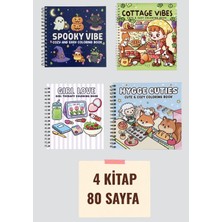 Farcy 4 Kitap 80 Sayfalık Boyama Kitabı ( 21 x 21 cm ) Çocuklar ve Yetişkinler Için Uygun