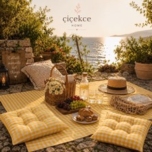 ÇİÇEKCE HOME Çiçekce Home Pötikare Çok Amaçlı Sofrebezi - Masa Örtüsü 3 Lü Set 80X80 1 Adet + Minder Boncuk Silikonlu 2 Adet