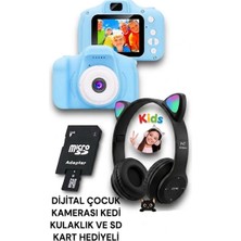 Techronix Dijatal Çocuk Kemerası ve Rgb Kablosus Kedi Kulaklık Kiti 16 GB Sd Hafıza Kartı Hediyeli